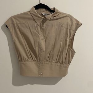 Button down cropped short sleeve from Zara size small.